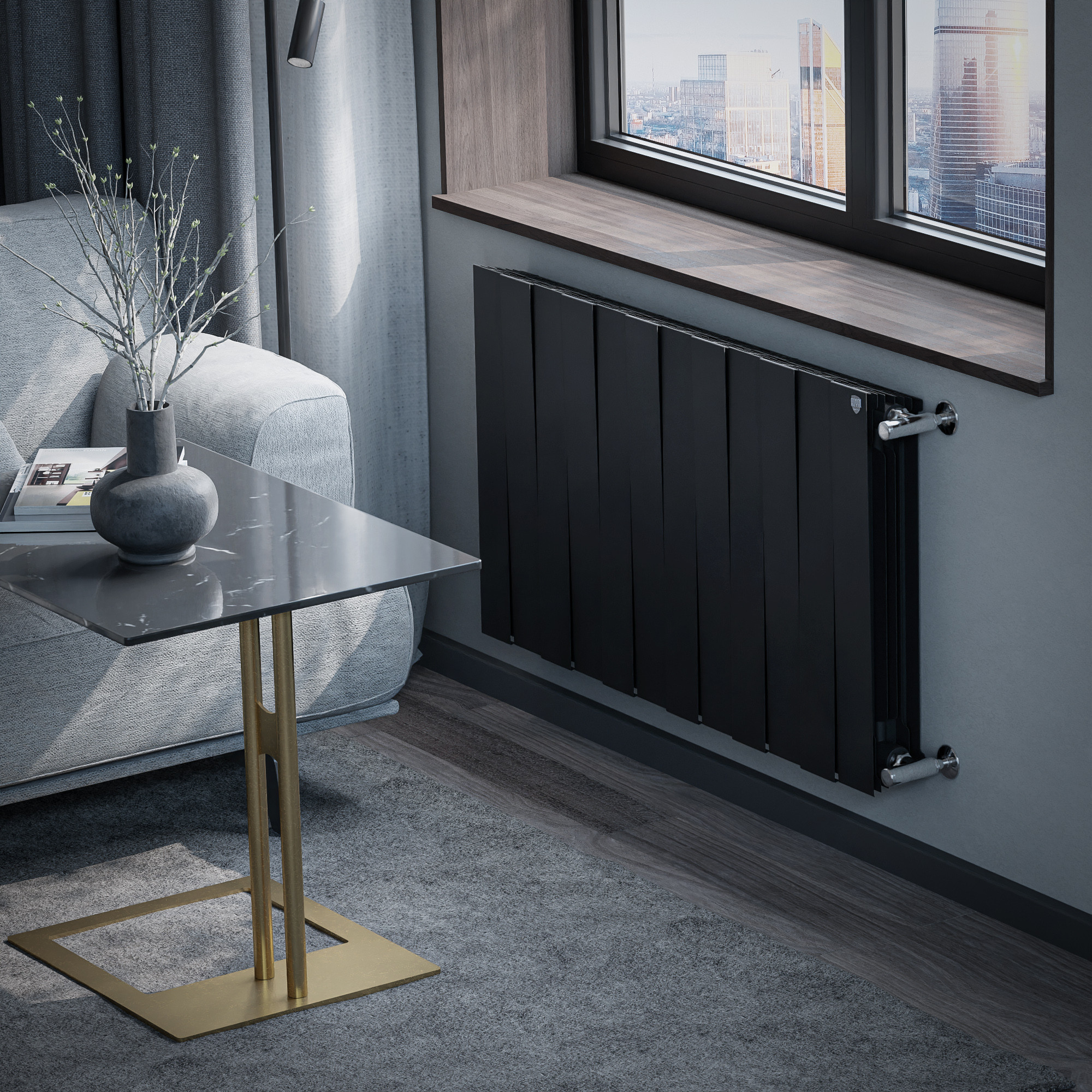 картинка Радиатор биметаллический Royal Thermo PianoForte 500 Чёрный 12 секции 