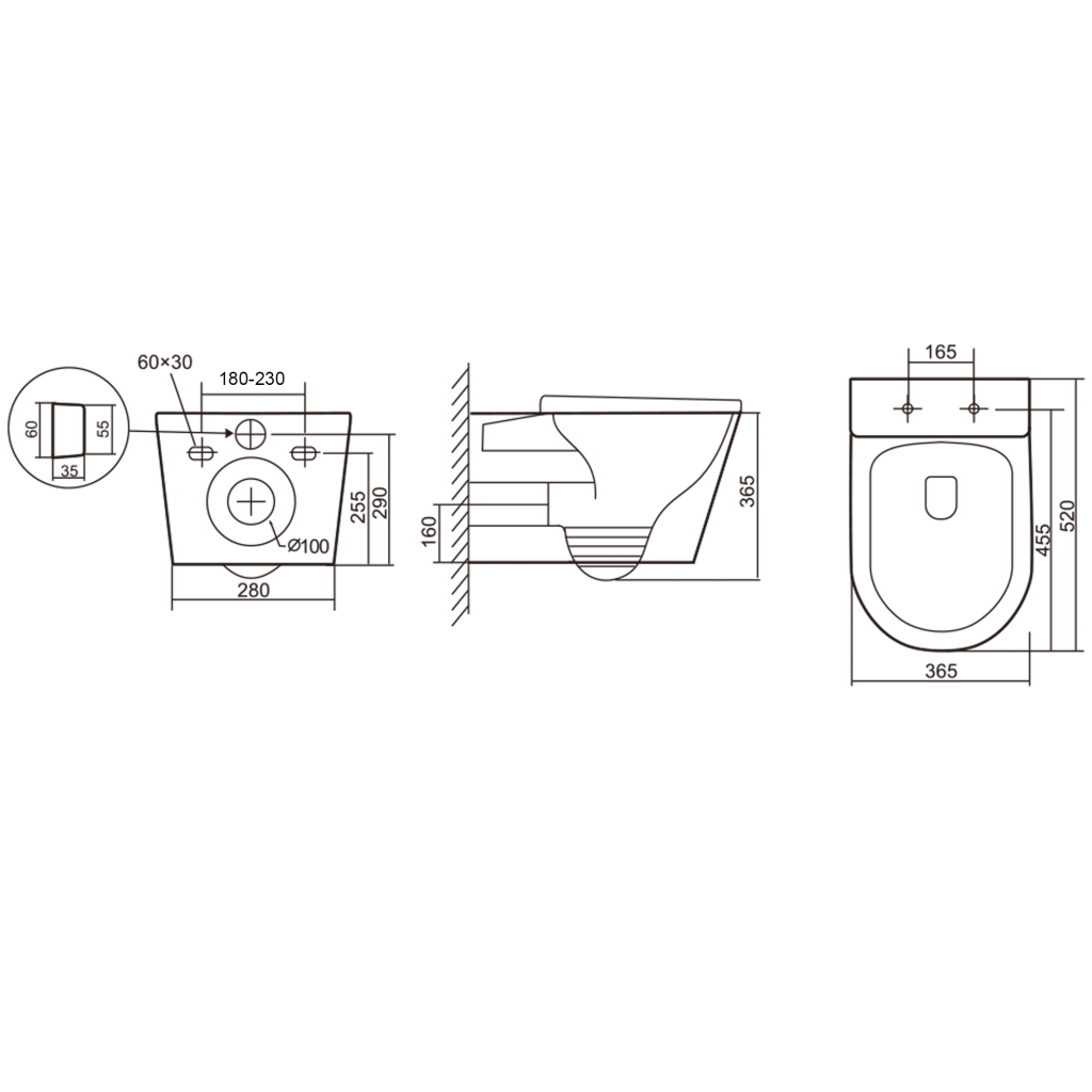 картинка Комплект 3 в 1 IBERICA BLANCA инсталляция с унитазом BURGOS ALTO IB.BRA.234.1B1 клавишей розовое золото глянцевый INOX-C IB.B011.004.001 