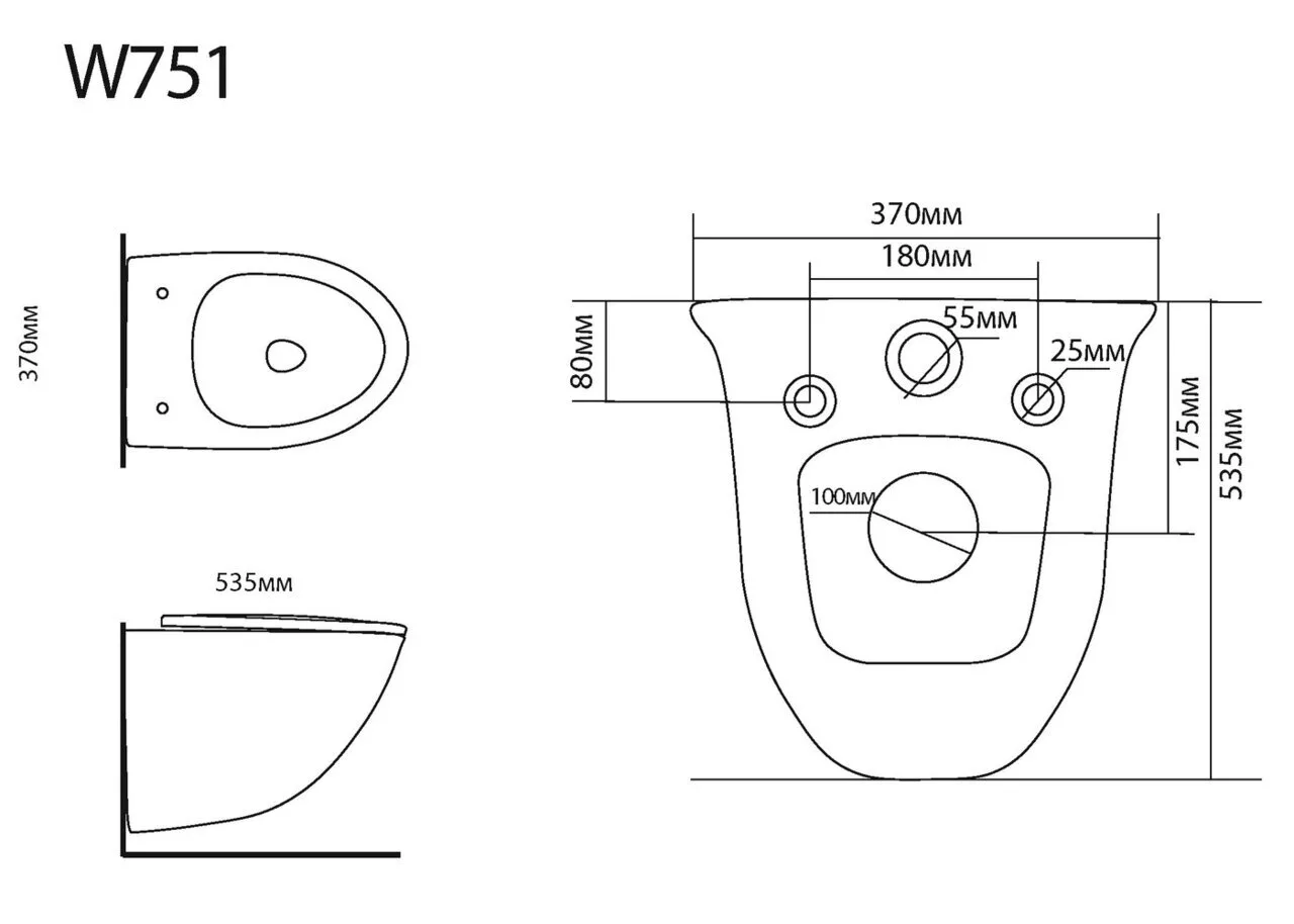 картинка Подвесной унитаз Black&White W-751 