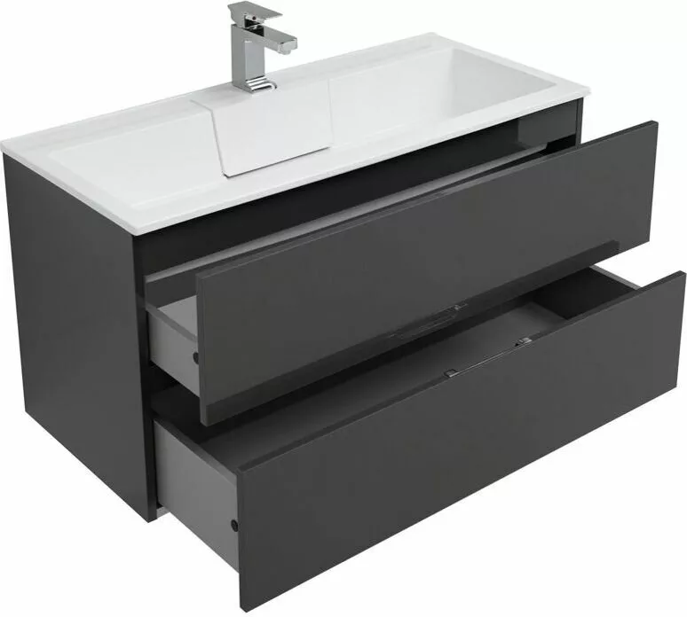 фото Тумба с раковиной Aquanet Алвита 100 серый антрацит арт. 00242608 