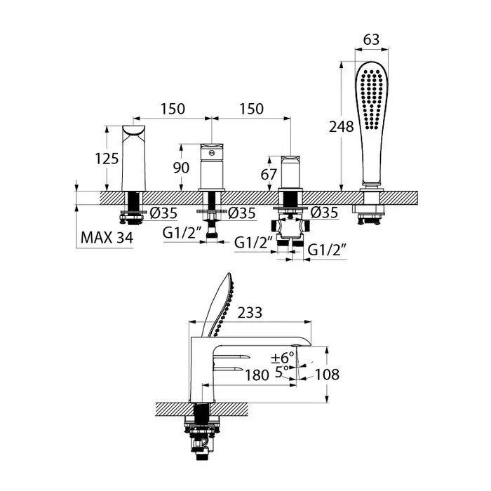 картинка Смеситель IDDIS Calipso CALSB42i07 на борт ванны 