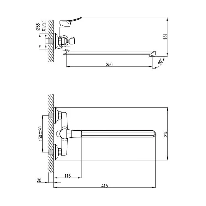 картинка Смеситель Milardo Amplex AMPSB02M10 универсальный 