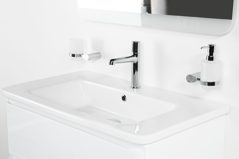 фото Тумба с раковиной подвесная BelBagno ALBANO-CER 105 Bianco Lucido, раковина белая 