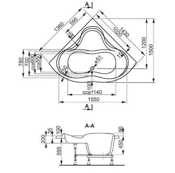 картинка Акриловая ванна Vagnerplast Iris 143x143 с каркасом VPK140140 