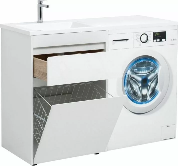 фото Тумба с раковиной Aquanet Токио 120 L белый (напольная, 1 ящик) арт. 00239300 