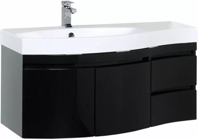 фото Тумба с раковиной Aquanet Опера 115 L черный (2 дверцы 2 ящика) арт. 00212994 