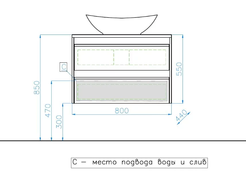 фото Тумба подвесная Монако 80 2 ящика Гамма 56 Осина/бел лакобель PLUS 