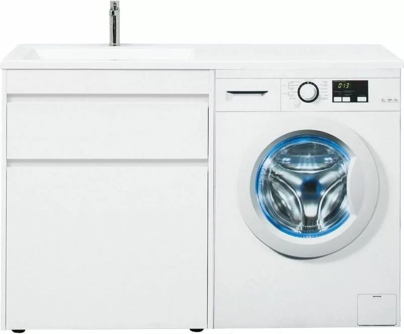 фото Тумба с раковиной Aquanet Токио 130 L белый (напольная, 1 ящик) арт. 00239302 