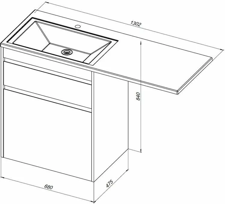 фото Тумба с раковиной Aquanet Токио 130 R белый (напольная, 1 ящик) арт. 00239303 