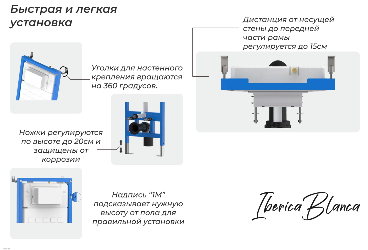 картинка Cистема инсталляции Iberica Blanca SILENCIO для подвесного унитаза с механическим управлением 