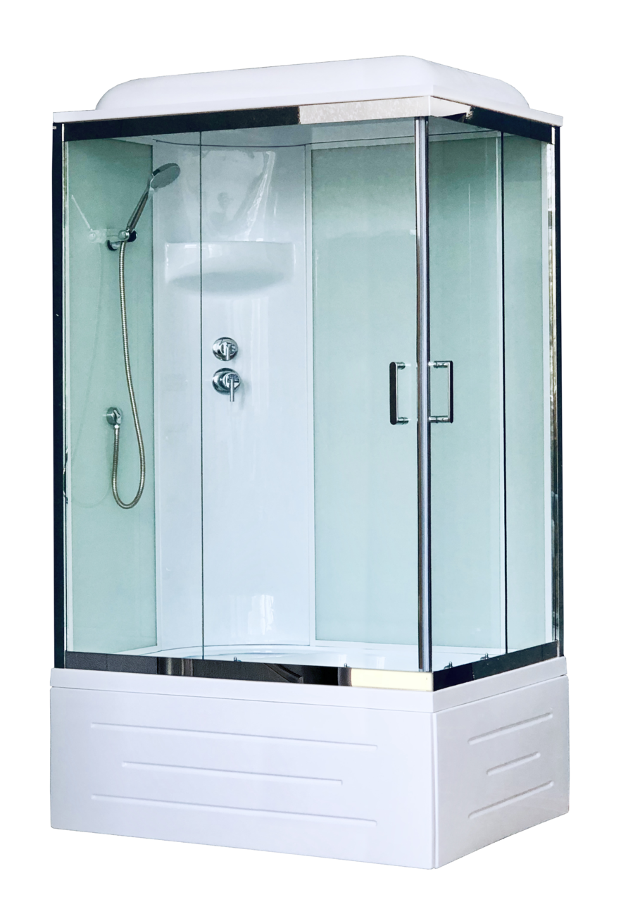 картинка Душевая кабина Royal Bath 8100BP6-WT-CH (белое/прозрачное) левая 100x80x217 