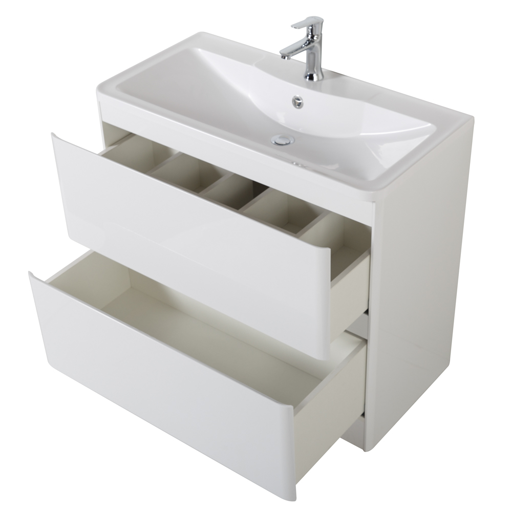 фото Тумба с раковиной напольная BelBagno ALBANO 90 Bianco Lucido, раковина белая 