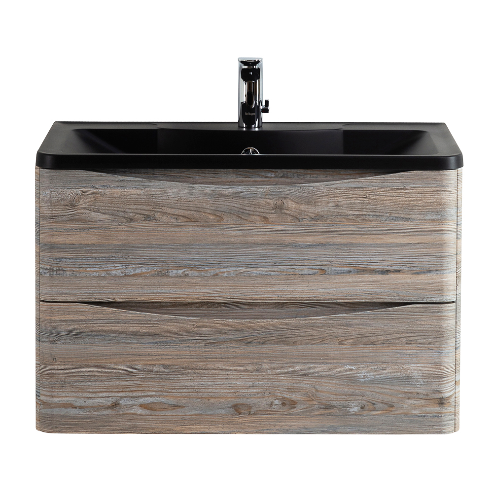 фото Тумба с раковиной подвесная BelBagno ACQUA 80 Pino Scania, раковина чёрная 