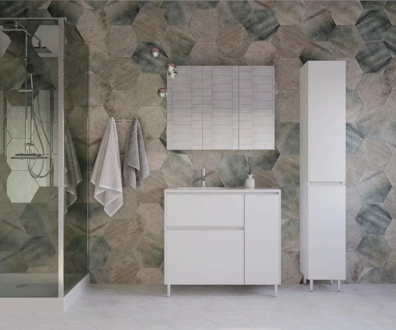 фото Тумба напольная Style Line Барселона 90 левая 2 ящика с выкатной корзиной Люкс белая Plus 