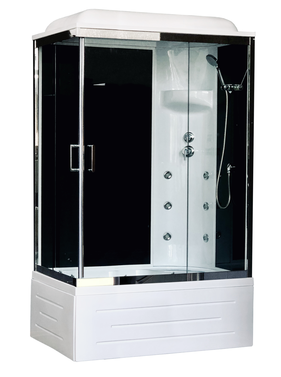 картинка Душевая кабина Royal Bath 8100BP3-BT-CH (черное/прозрачное) правая 100x80x217 