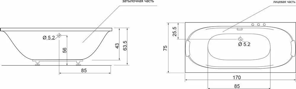 картинка Ванна Цвет и Стиль Домино 170х75 DLT 