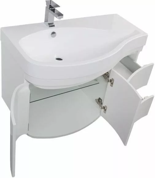 фото Тумба с раковиной Aquanet Сопрано 95 L белый (2 дверцы 2 ящика) арт. 00212998 