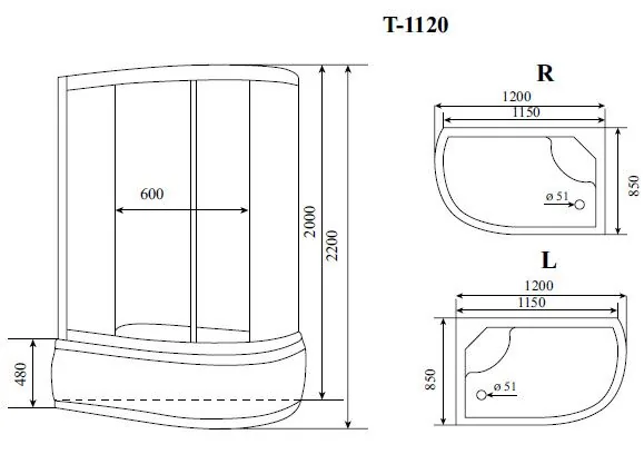 картинка Душевая кабина Timo T-1120 R 