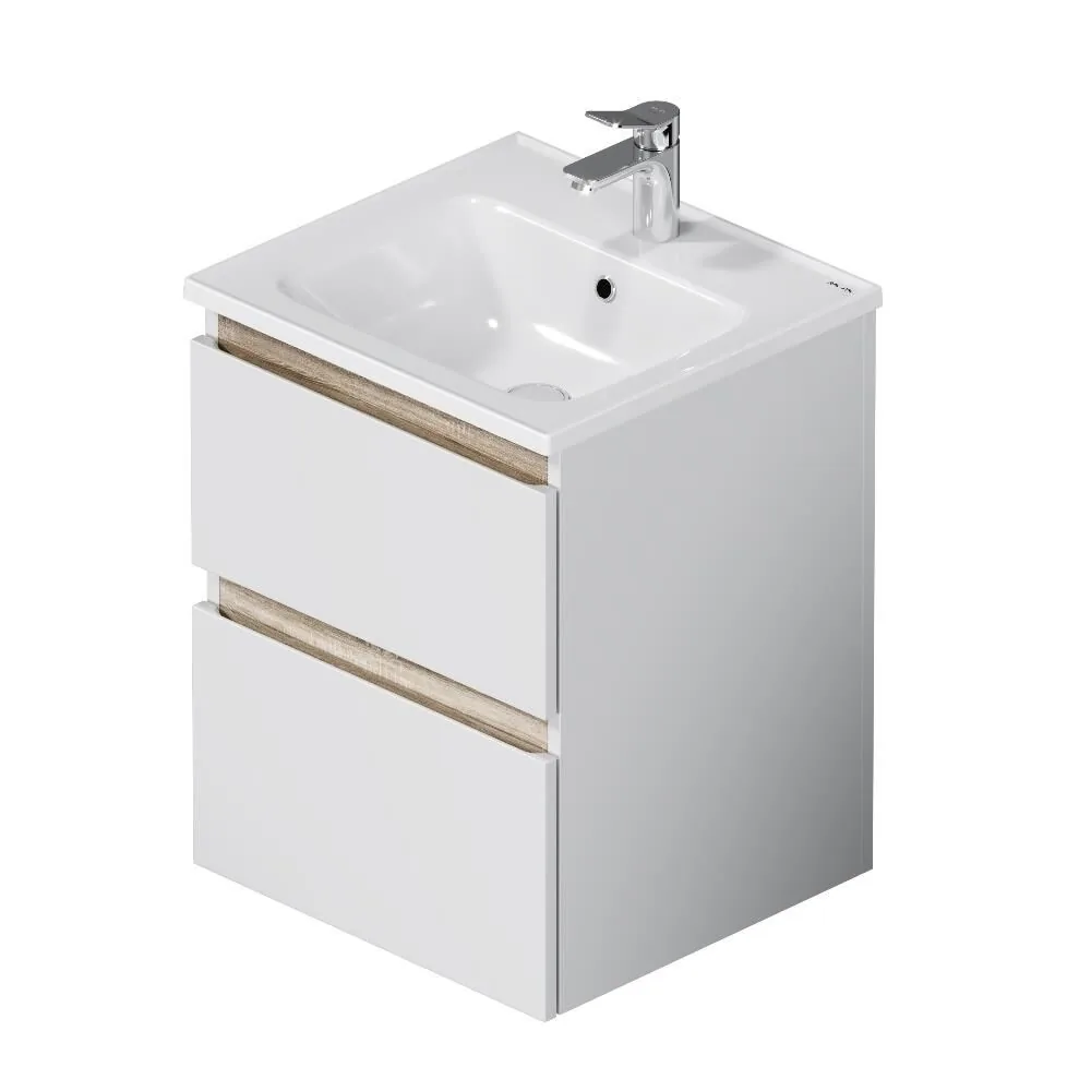 фото База с раковиной подвесная AM.PM X-Joy M85A-FHX0502WG-WCC0502WG 50 см 2 ящика белый глянец 