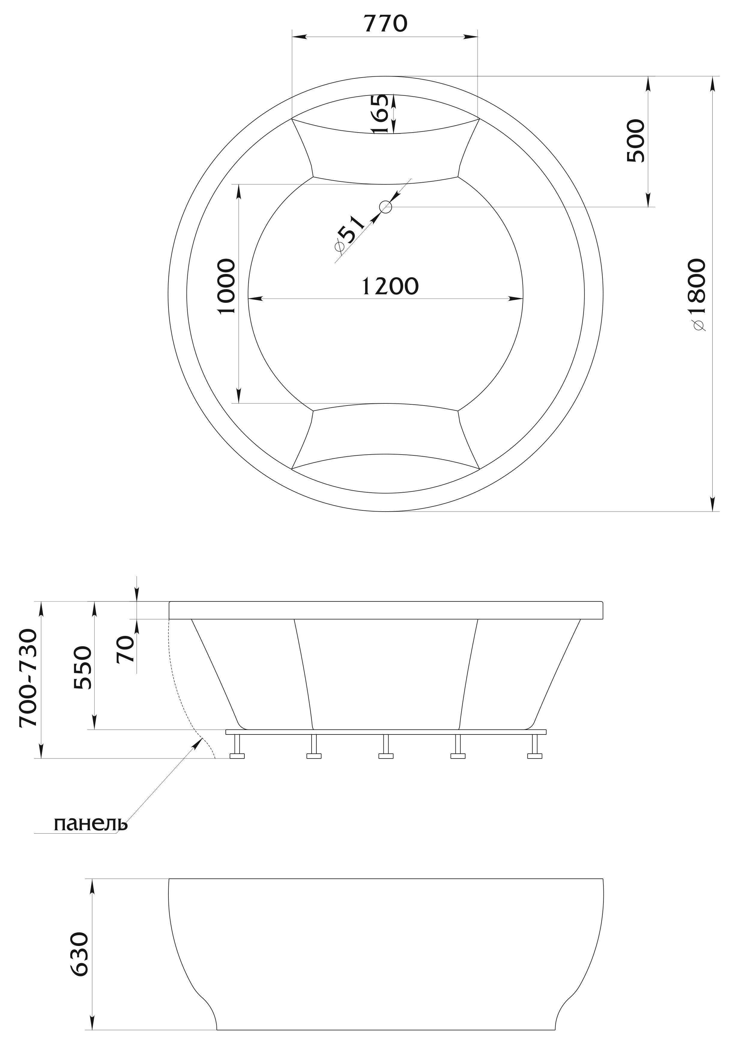 картинка Ванна Aima Design OMEGA New 180x180 круглая с каркасом 