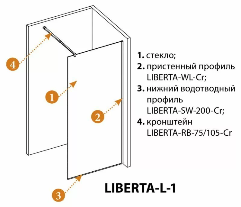 фото Душевая перегородка Cezares LIBERTA-L-1-120-C-NERO 