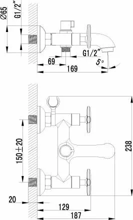 картинка Смеситель для ванны Lemark Plus Spirit LM1912C 