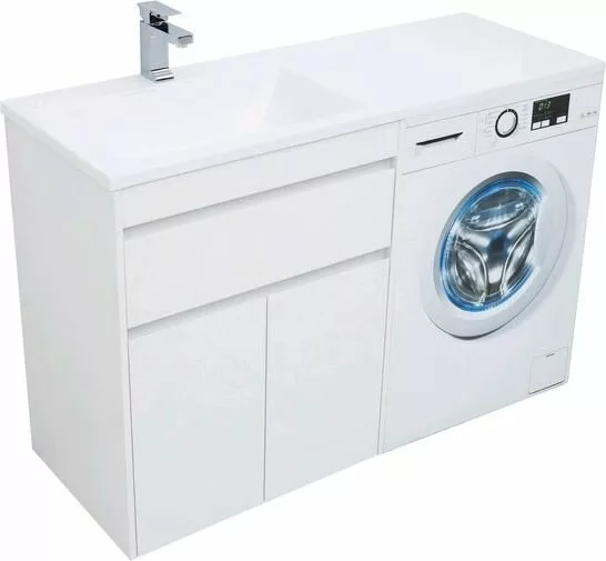 фото Тумба с раковиной Aquanet Токио 130 L белый (напольная, 1 ящик, 2 дверцы) арт. 00239215 