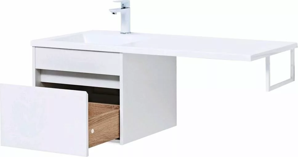 фото Тумба с раковиной Aquanet Токио 110 L белый (подвесная, 1 ящик) арт. 00239208 
