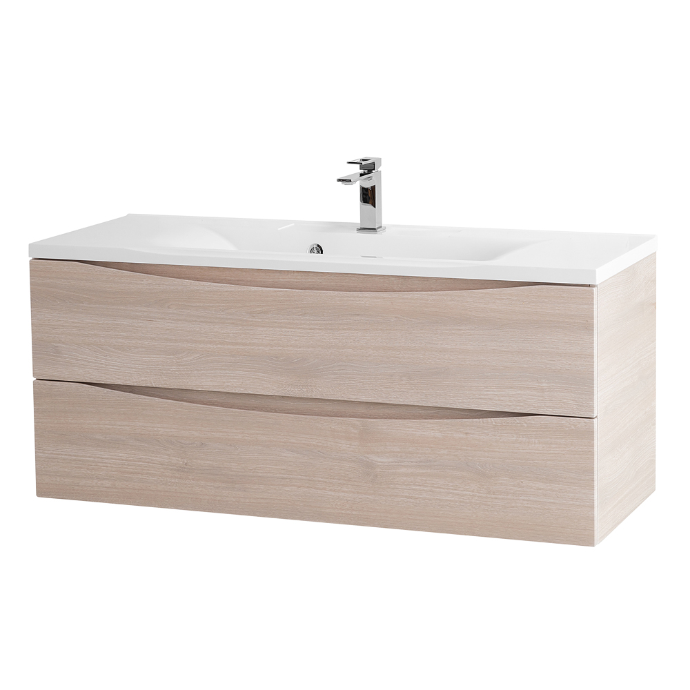фото Тумба с раковиной подвесная BelBagno MARINO 120 Rovere Grigio, раковина белая 