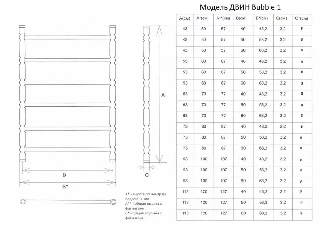 картинка Полотенцесушитель Двин Bubble 1 electro 100/60 1"-1/2" Электрический  ТЭН справа К эл, Состаренная бронза (4627170784385) 