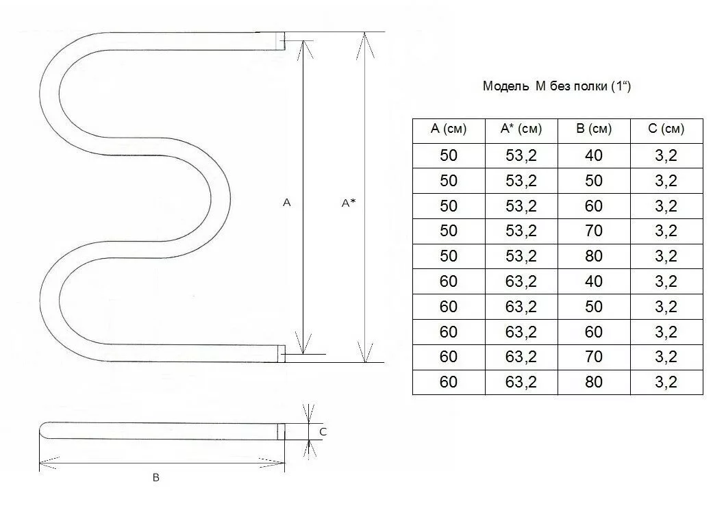 картинка Полотенцесушитель Двин M (CS) 50/60 1" Водяной К СS, Белый (4627085364702) 