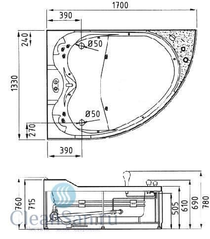 картинка Акриловая ванна Gemy G9086 B L 