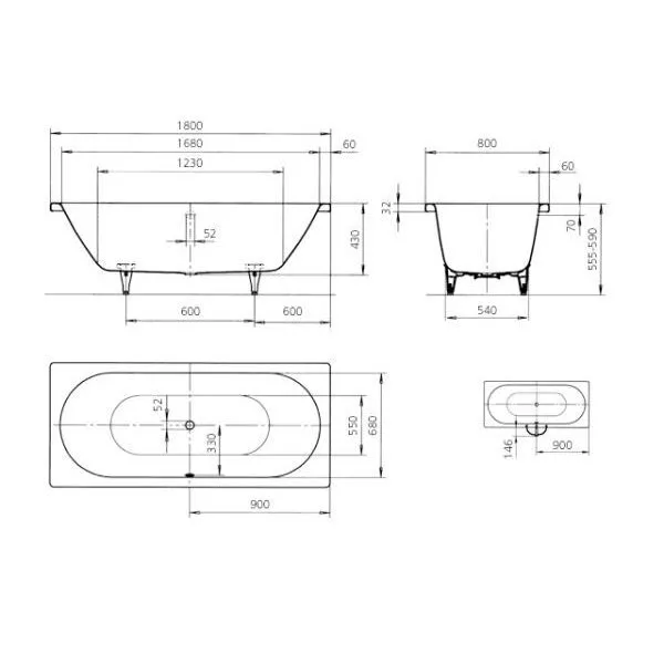 картинка Стальная ванна Kaldewei Classic Duo 110 с покрытием Easy-Clean 