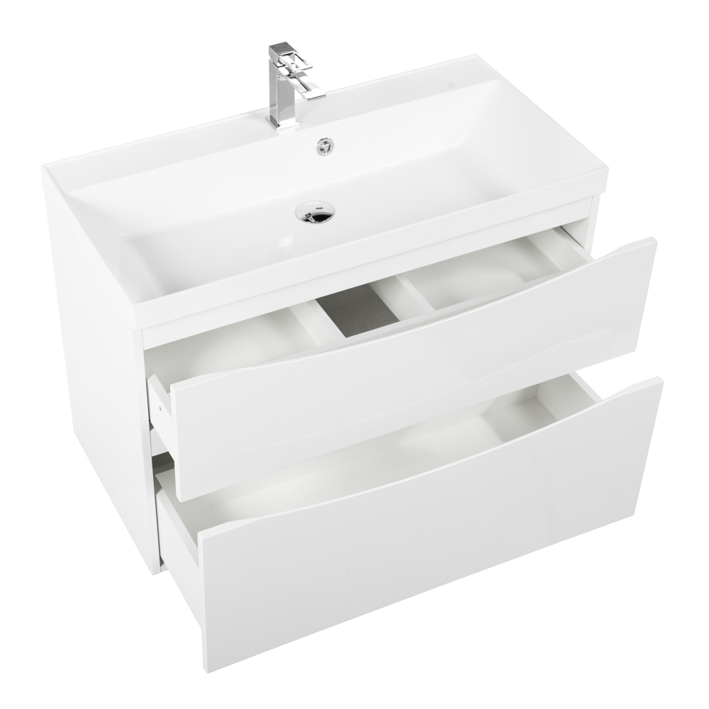 фото Тумба с раковиной подвесная BelBagno MARINO-H60 80 Bianco Lucido, раковина белая 