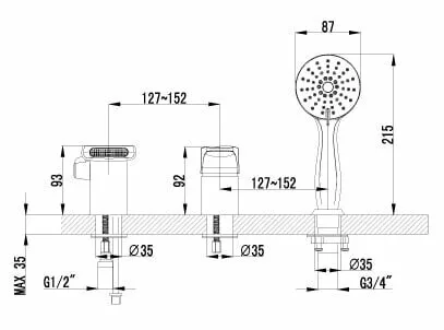 картинка Смеситель для ванны Lemark Shift LM4345C 