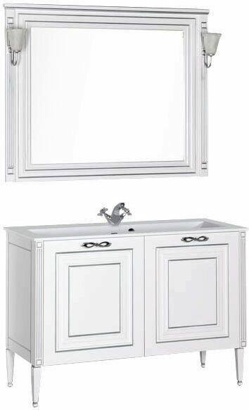 фото Мебель для ванной Aquanet Паола 120 белый/серебро (литьевой мрамор) со светильниками хром 