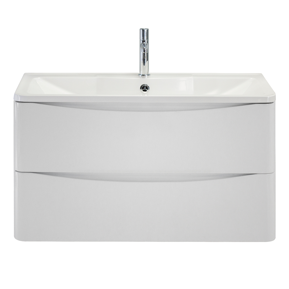 фото Тумба с раковиной подвесная BelBagno ACQUA 80 Bianco Lucido, раковина белая 
