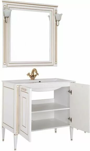 фото Мебель для ванной Aquanet Паола 90 белый/золото (литьевой мрамор) арт.00187844 
