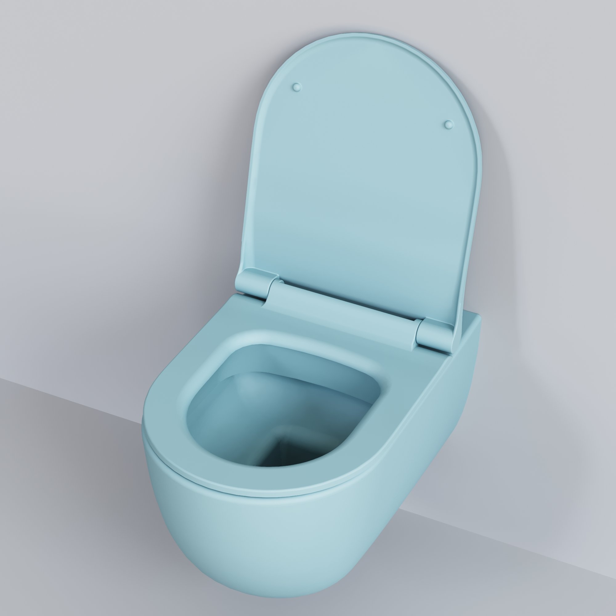 картинка Унитаз подвесной Ambassador Abner 103T20801R матовый голубой с тонкой крышкой 