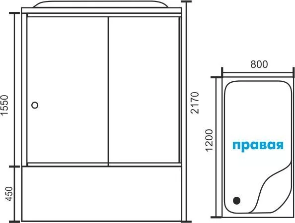 картинка Душевая кабина Royal Bath 8120BP1-T-CH (прозрачное) правая 120x80x217 