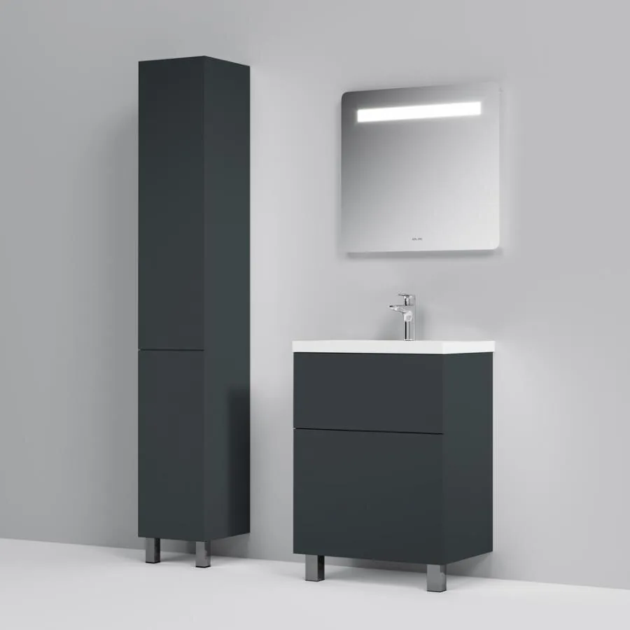фото Шкаф-колонна AM.PM GEM M90CSR0306GM напольный правый 30 см двери push-to-open графит матовый 