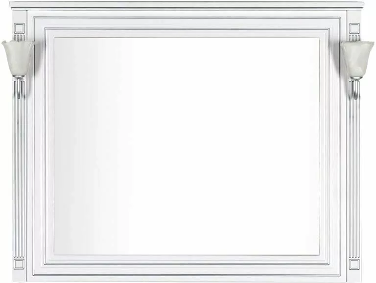 фото Зеркало Aquanet Паола 120 белое с серебром со светильниками хром 