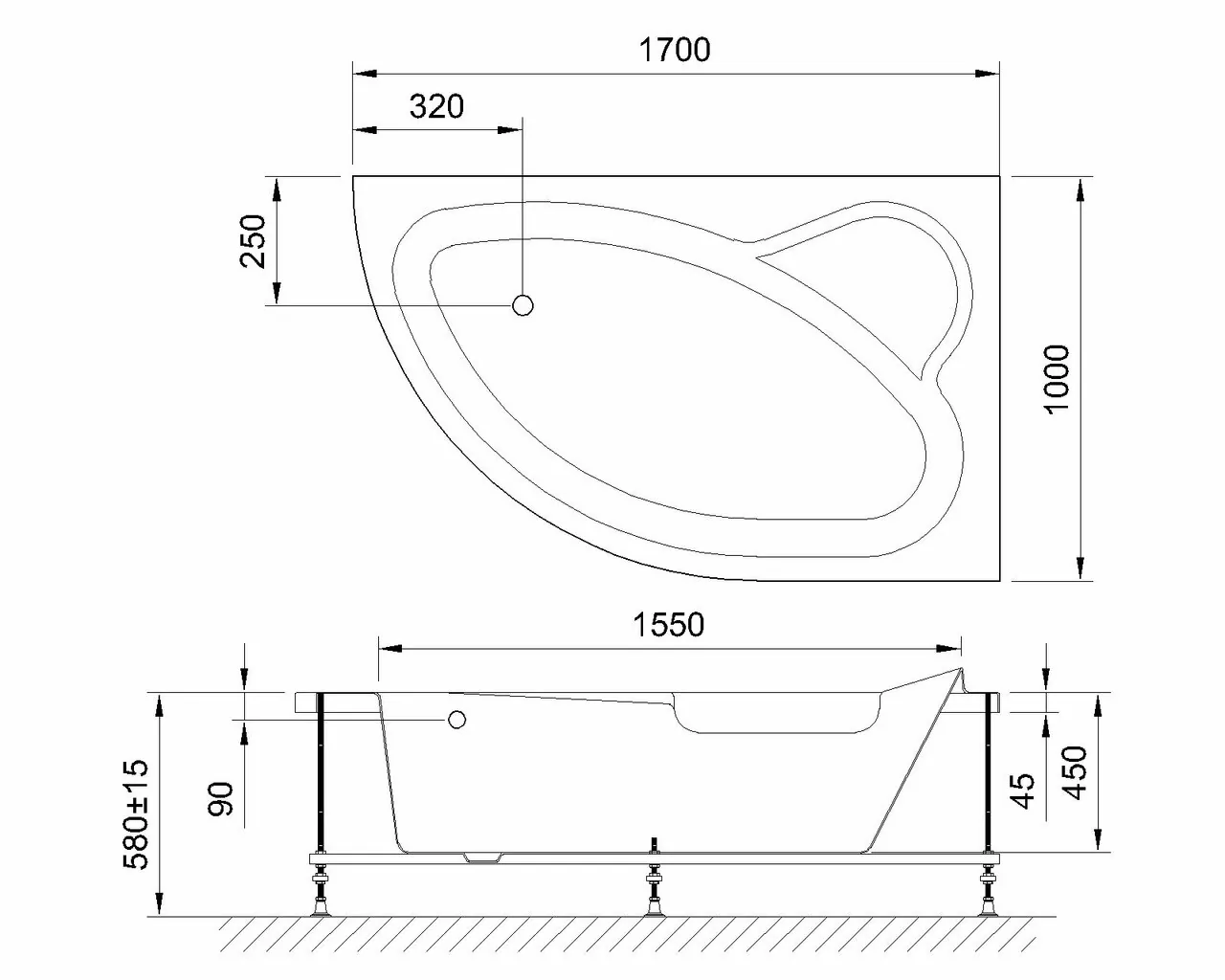 картинка Гидромассажная ванна Royal Bath ALPINE STANDART 170x100x58R 