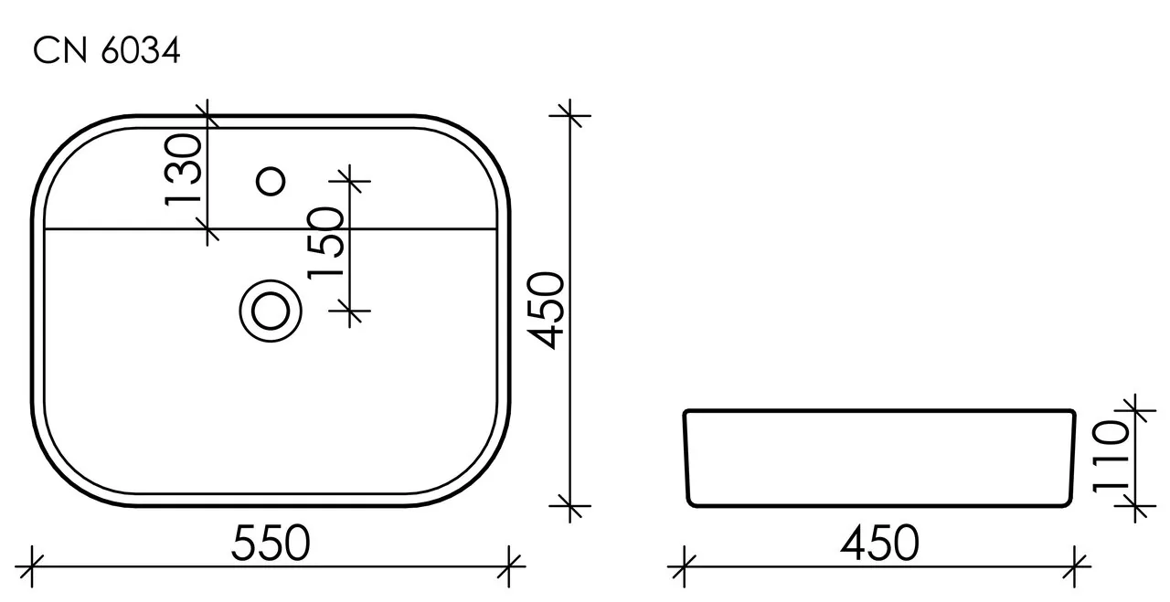 картинка Накладная раковина Ceramicanova Element CN6034 цвет белый 55х45 см 