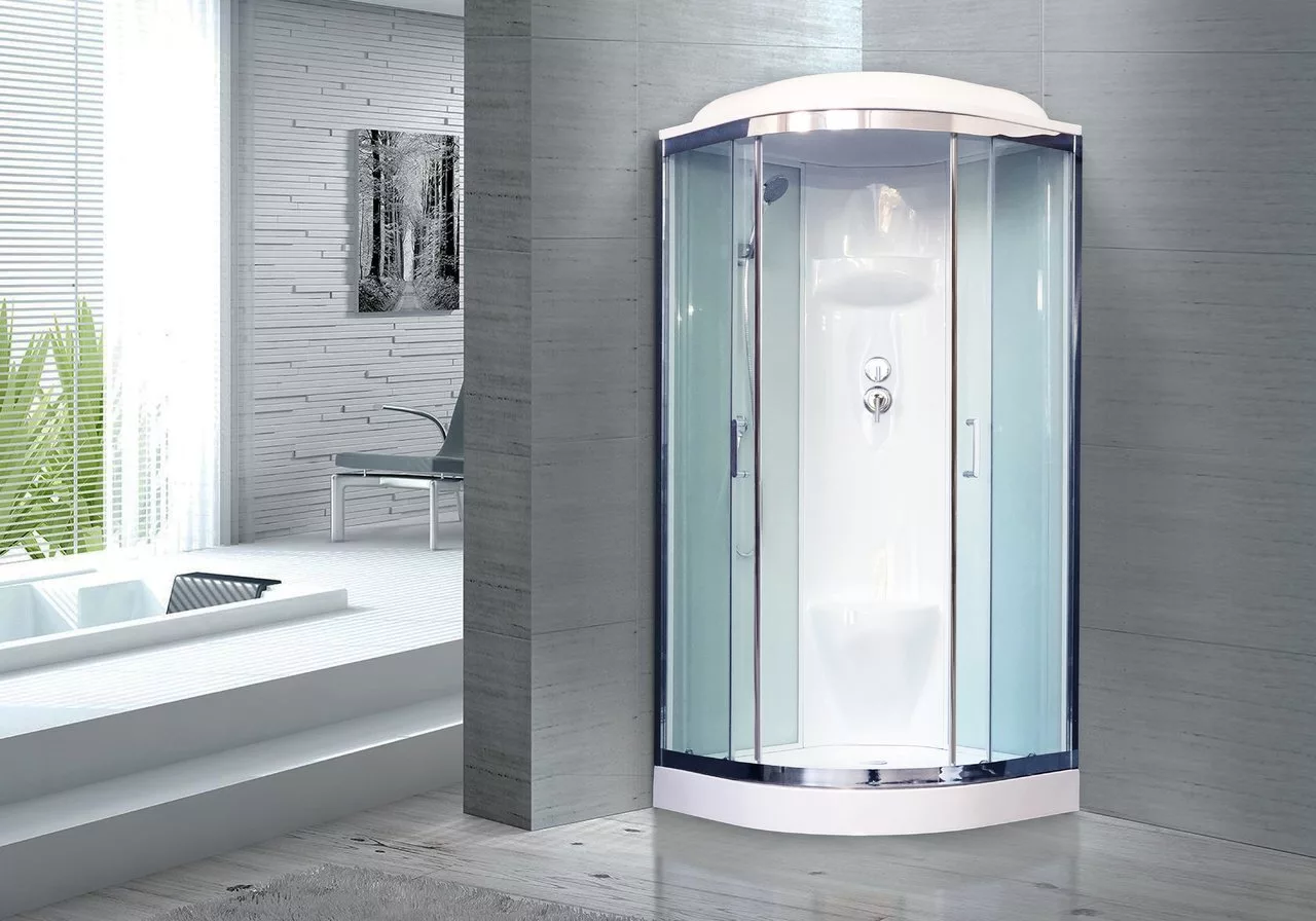 картинка Душевая кабина Royal Bath 90HK6-WT-CH (белое/прозрачное) 90x90x217 