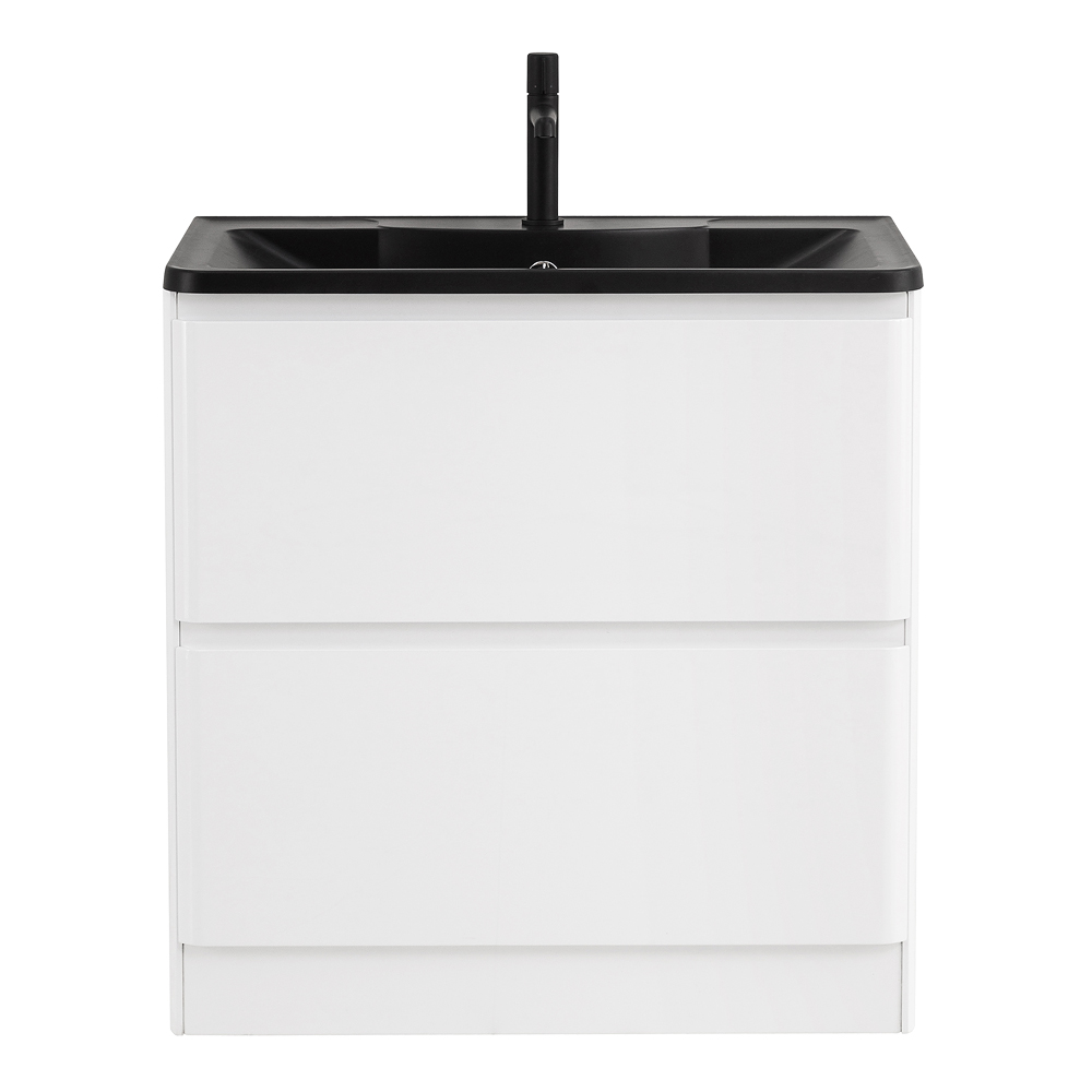 фото Тумба с раковиной напольная BelBagno ALBANO 100 Bianco Lucido, раковина чёрная 