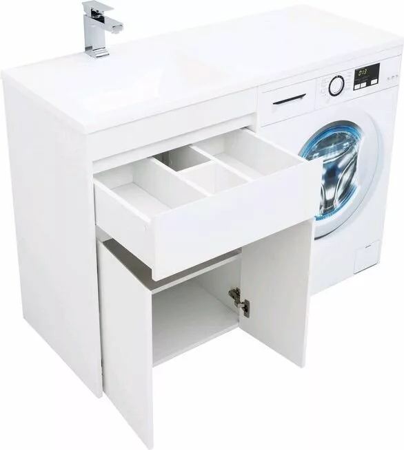 фото Тумба с раковиной Aquanet Токио 120 L белый (напольная, 1 ящик, 2 дверцы) арт. 00239211 