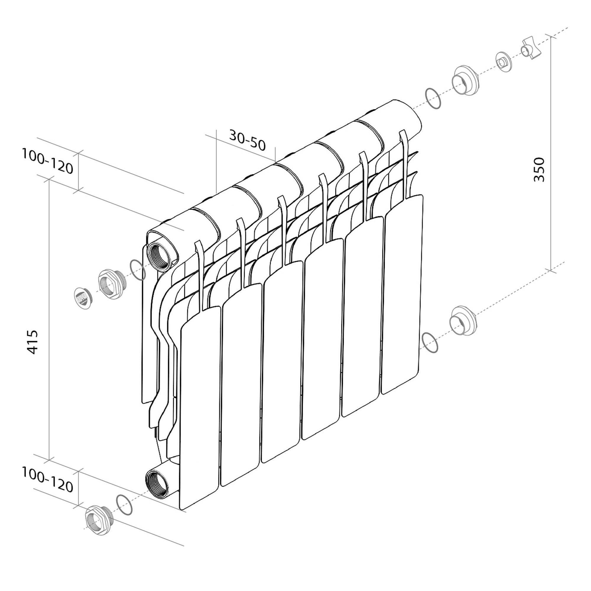 картинка Радиатор биметаллический Royal Thermo Revolution Bimetall 350 6 секций 