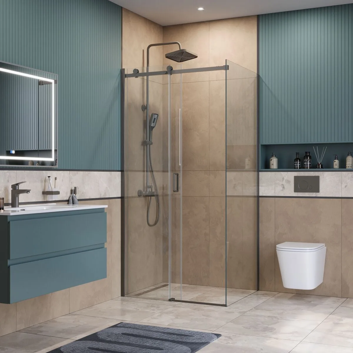 фото Душевой уголок BelBagno SOFT_CLOSE-2-AH-1-100/80-C-GM 