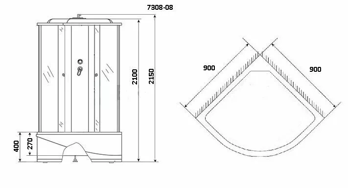 картинка Душевая кабина Niagara NG-7308-14 900х900х2150 